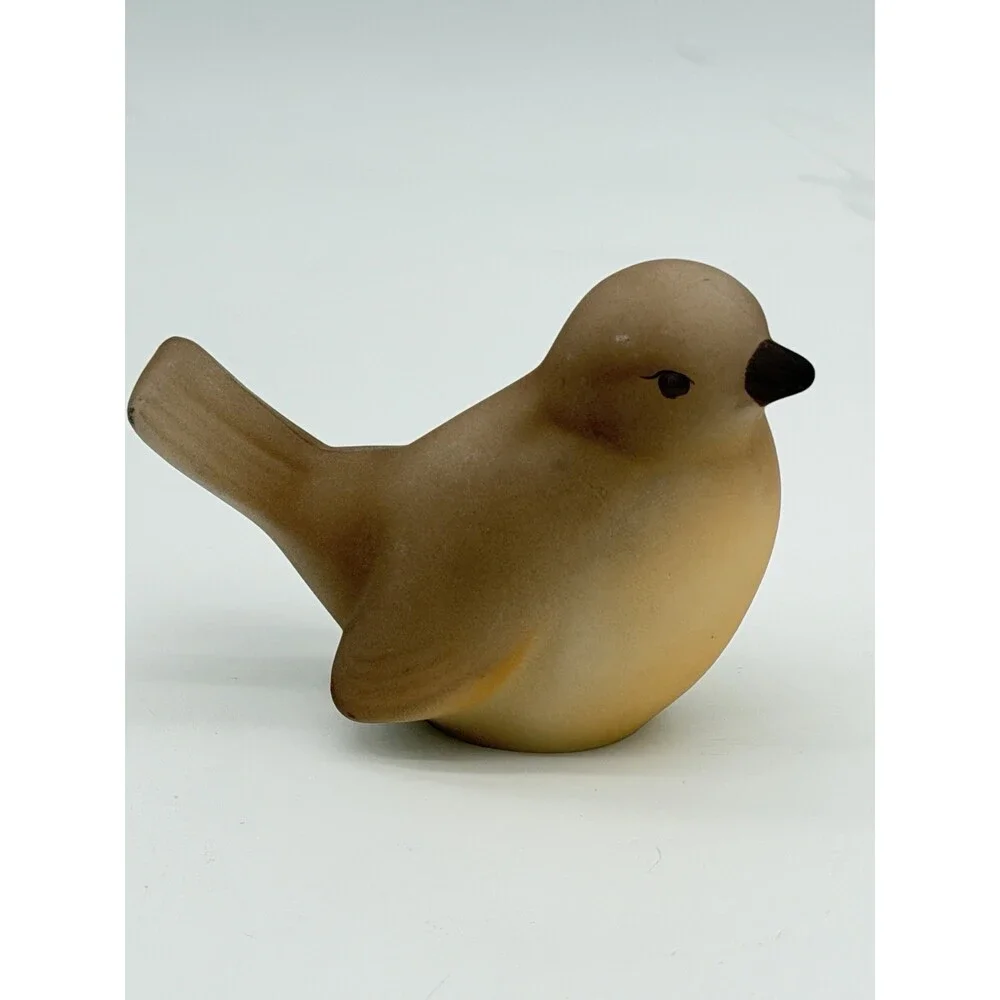 Fenton Art Glass Opal Satin Bird Robin Figurine Vintage Signed USA